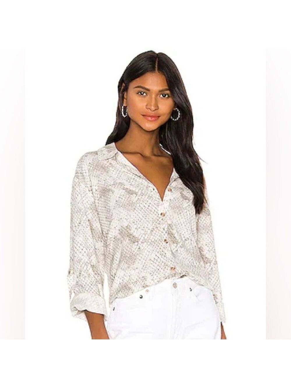 Beach Bunny Daisy Button Down Top in Snake Print